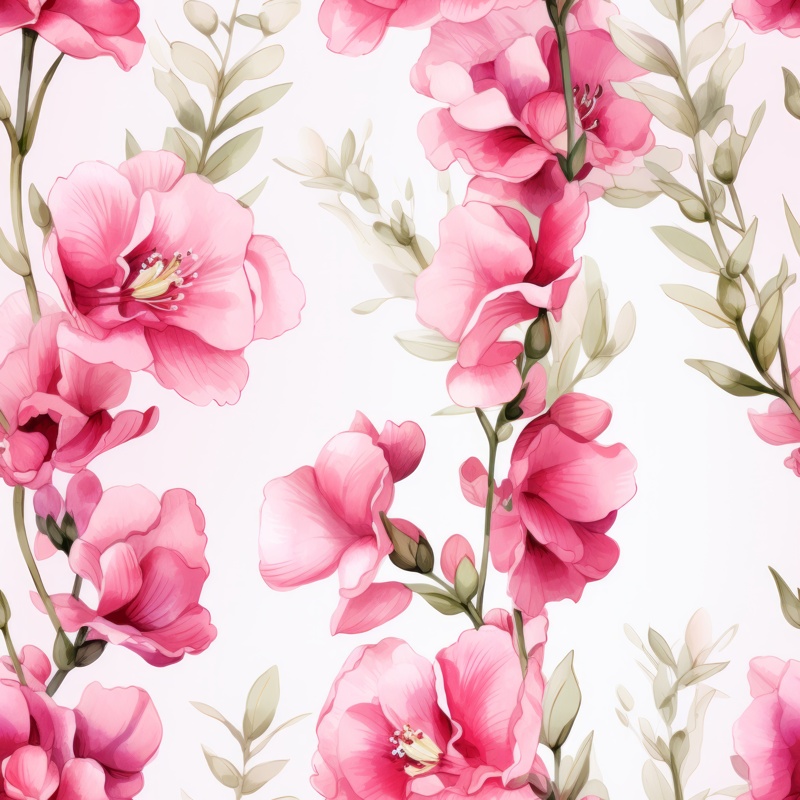 Snapdragon Blossom Watercolor Design Seamless Pattern