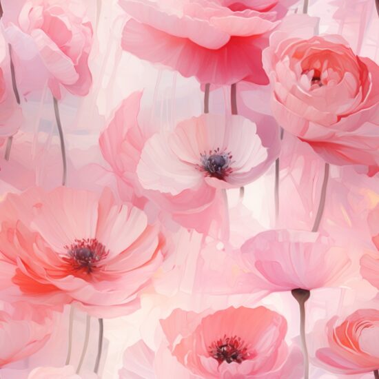 Soft Pink Ranunculus Blooms Seamless Pattern