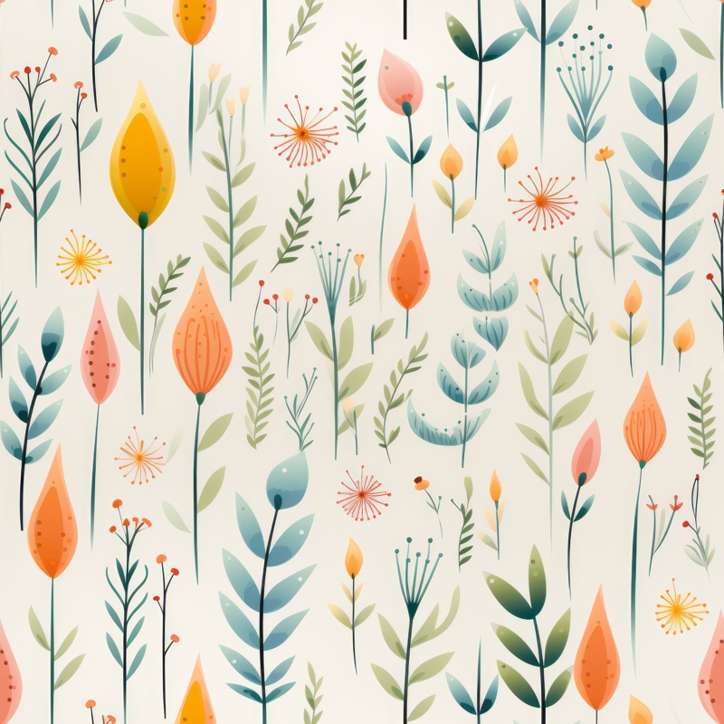 Spring Tails Floral Fusion Seamless Pattern