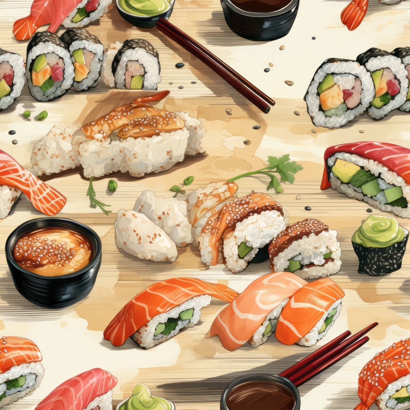 Sushi Calligraphy Feast PTN 003344 pattern design