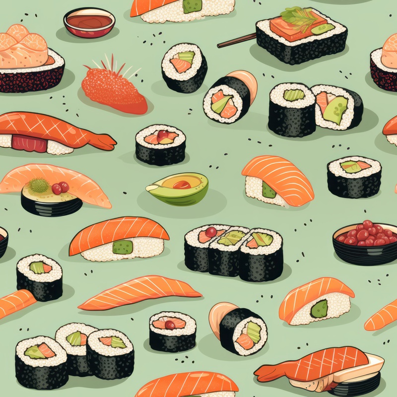 Sushi Delight Pattern Seamless Pattern Design for Download