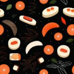 Sushi Zen Applique Design Seamless Pattern