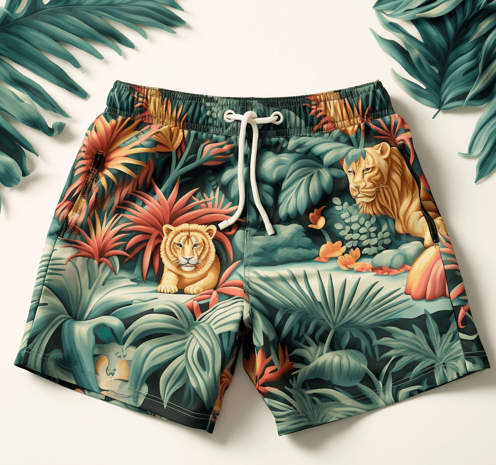 Swim Shorts with jungle pattern print 1 pattern design