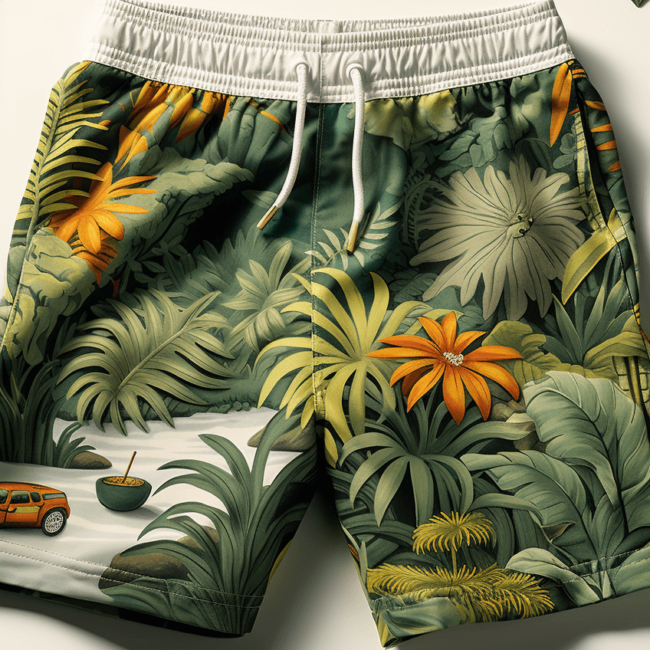 Swim Shorts with jungle pattern print 4 pattern design