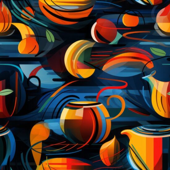 Tea Cubism - Modern Art Pattern Seamless Pattern