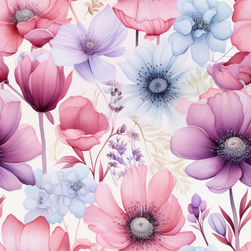 Tender Blooms Watercolor Floral Design Seamless Pattern