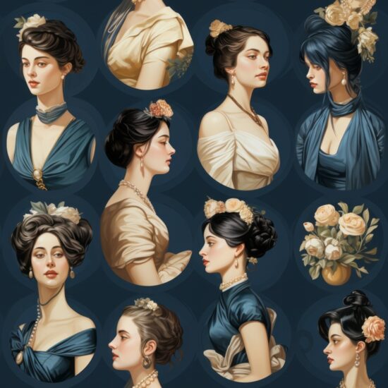 Timeless Portraits Pattern Series Seamless Pattern