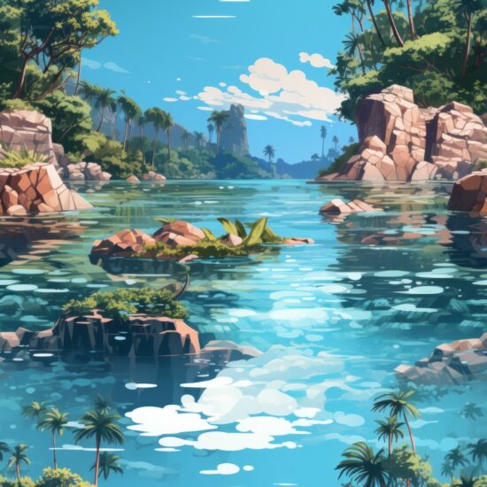 Tropical Dreamland - Digital Exotic Beaches Seamless Pattern