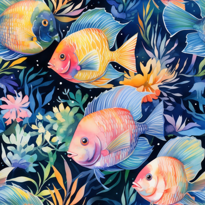 Tropical Fish Party Seamless Pattern