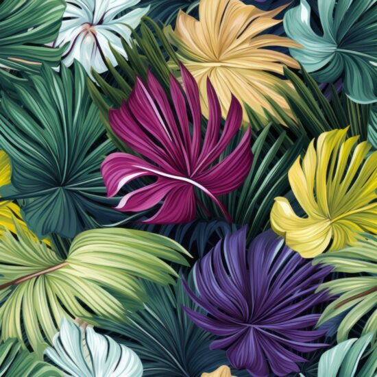 Tropical Flora Palm Leaves Seamless Pattern
