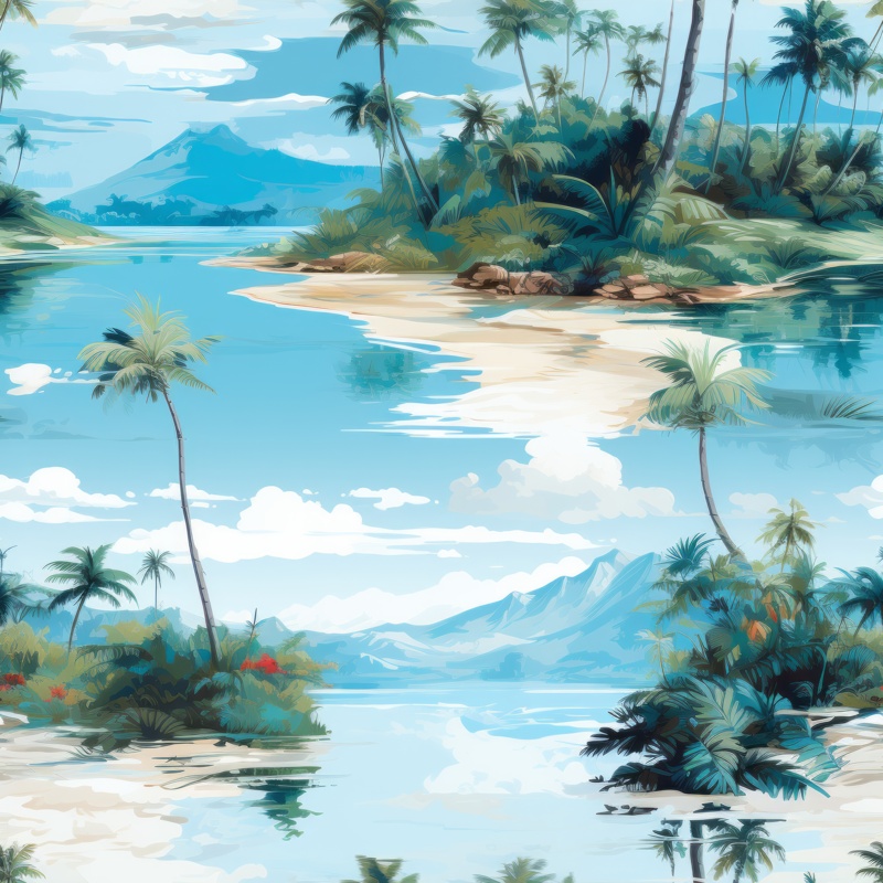 Tropical Island Nature Symphony Seamless Pattern