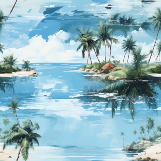 Tropical Island Oasis Seamless Pattern