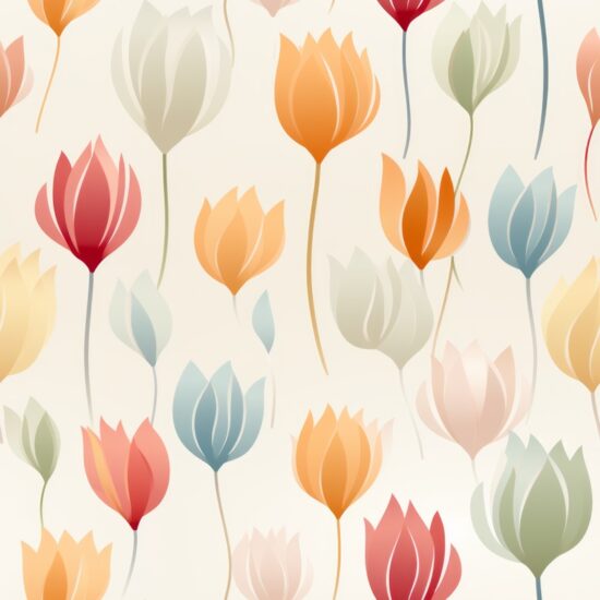 Tulip Blooms: Subtle Floral Design Seamless Pattern