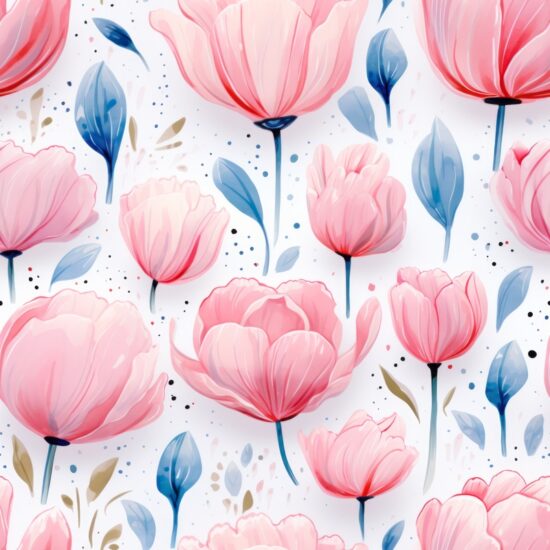 Tulip Watercolor Floral Design Seamless Pattern