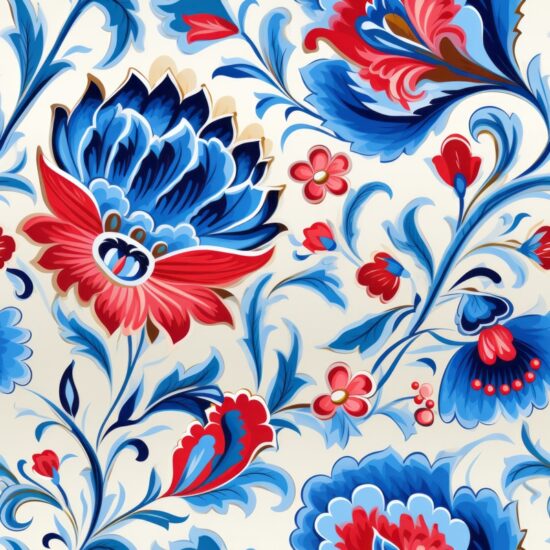 Turkish Fusion Blossoms Seamless Pattern