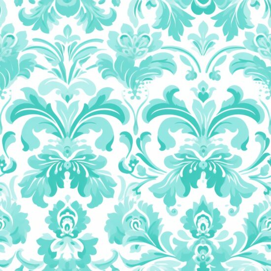 Turquoise Green Floral Elegance Seamless Pattern