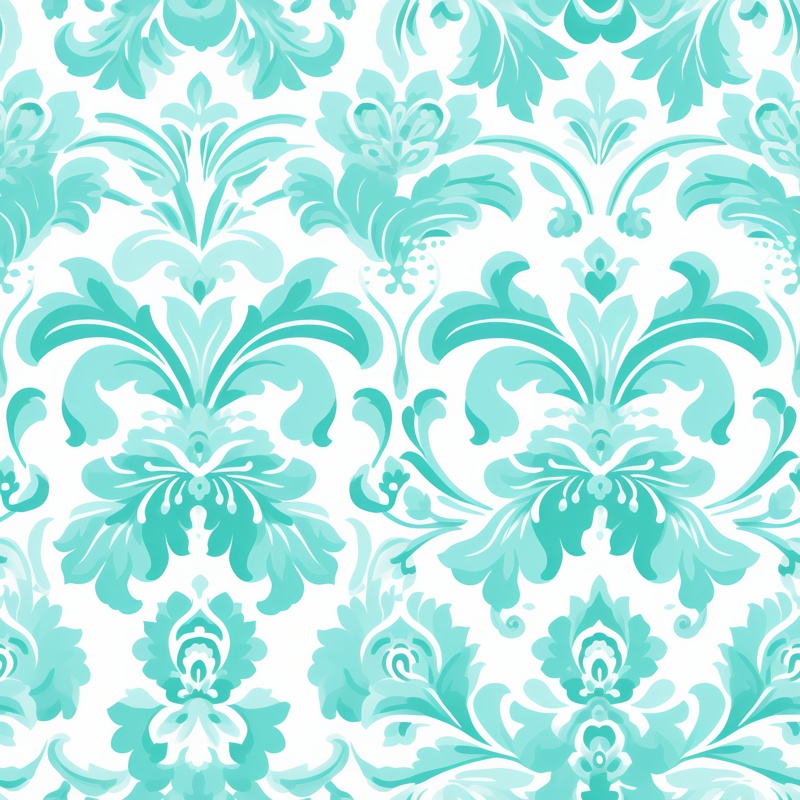 Turquoise Green Floral Elegance Seamless Pattern