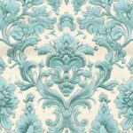 Turquoise Green Floral Vintage Damask Seamless Pattern