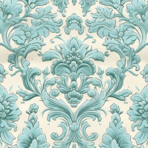 Turquoise Green Floral Vintage Damask Seamless Pattern