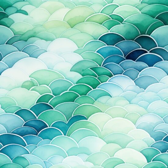 Turquoise Oceanic Watercolor Texture Seamless Pattern