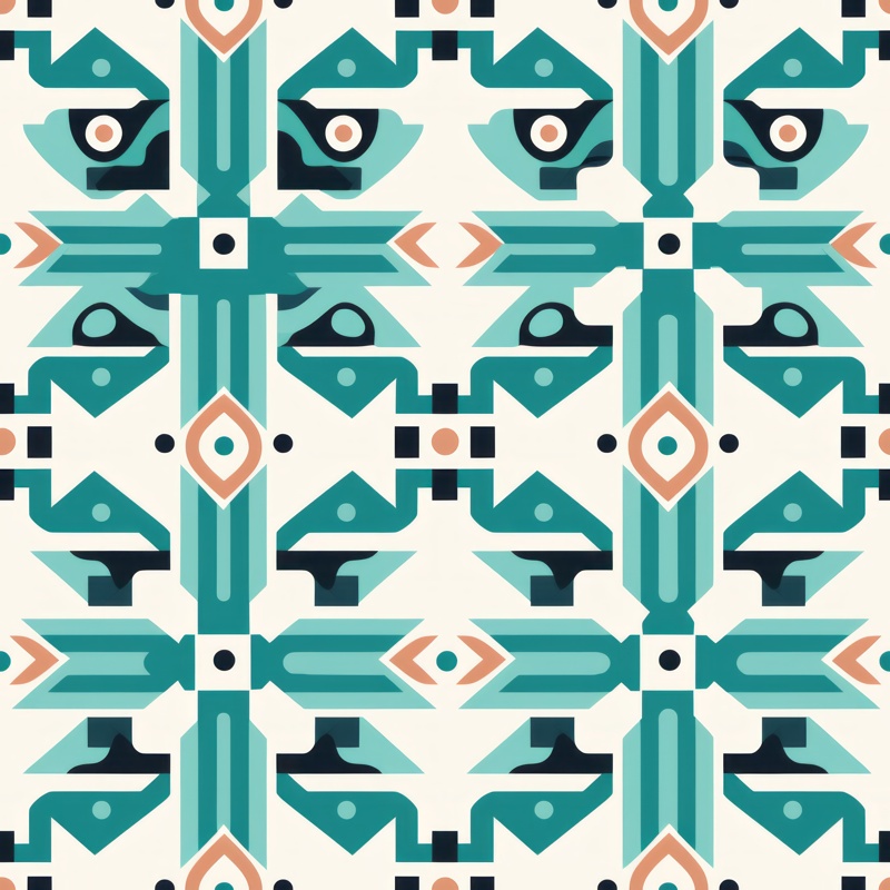 Turquoise Oriental Carpets and Rugs Seamless Pattern