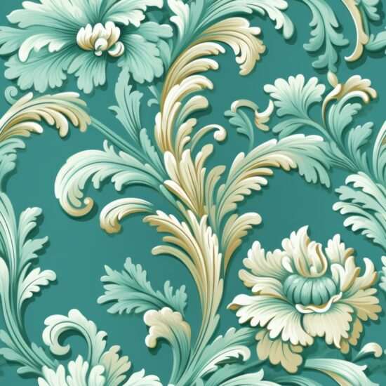 Turquoise Victorian Floral Elegance Seamless Pattern