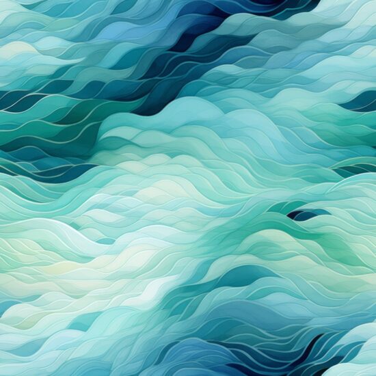 Turquoise Watercolor Waves Seamless Pattern
