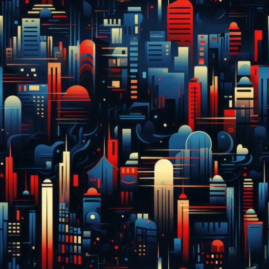 Urban Abstract Skyline Seamless Pattern