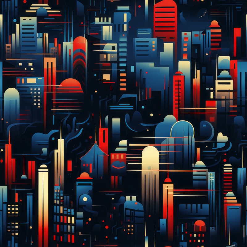 Urban Abstract Skyline Seamless Pattern