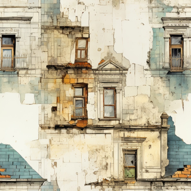 Urban Echo - Architectural Decay Pattern Set Seamless Pattern