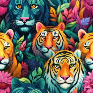 Vibrant Animal Kingdom Seamless Pattern