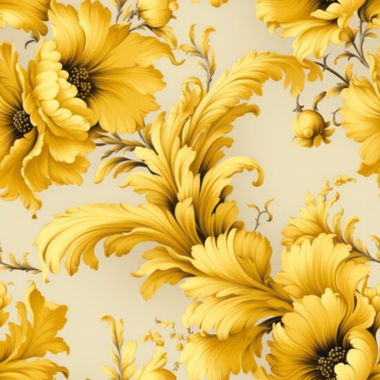 Vibrant Floral Yellow Wallpaper Seamless Pattern