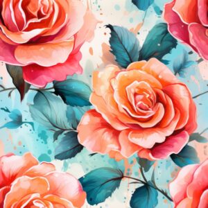 Vibrant Rose Blooms: Watercolor Floral Design Seamless Pattern