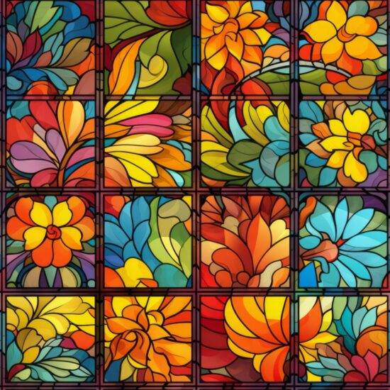 Vibrant Stained Glass Window Design Seamless Pattern