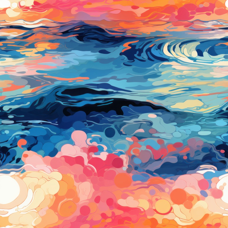 Vibrant Waterscapes: A Modern Art-Painted Delight Seamless Pattern