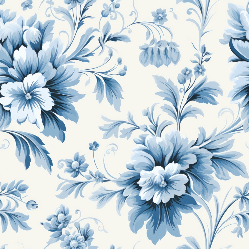 Victorian Blue Floral Wallpaper Seamless Pattern