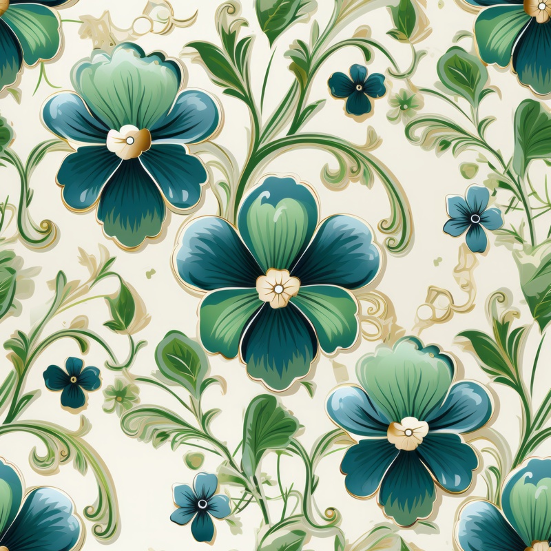 Victorian Clover Floral Elegance Seamless Pattern