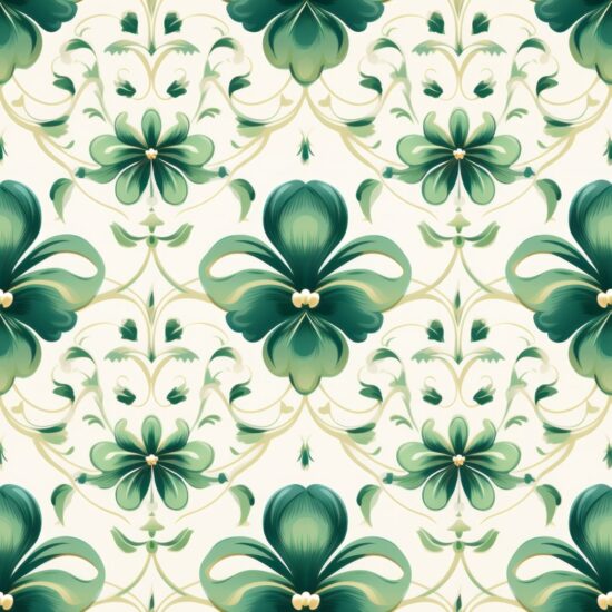 Victorian Clover Floral Wallpaper Seamless Pattern