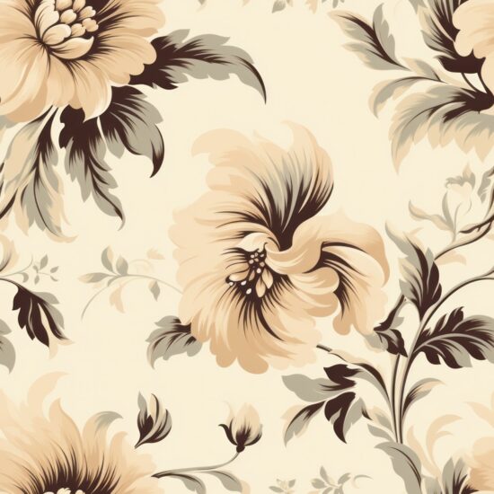 Victorian Floral Elegance in Irish Cream Seamless Pattern
