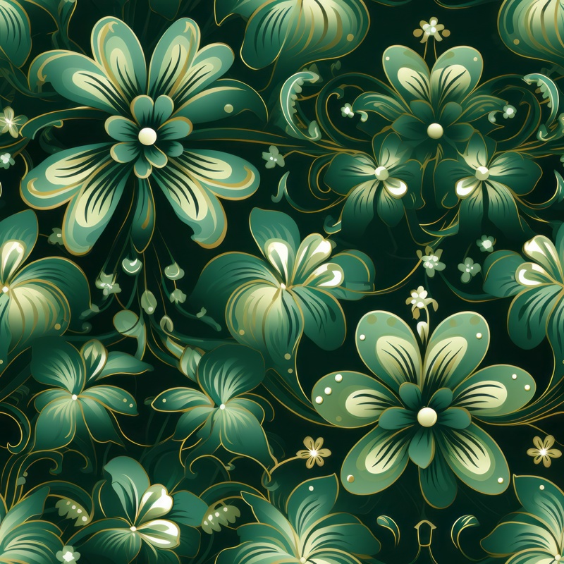 Victorian Greens: Lucky Clover Design Seamless Pattern
