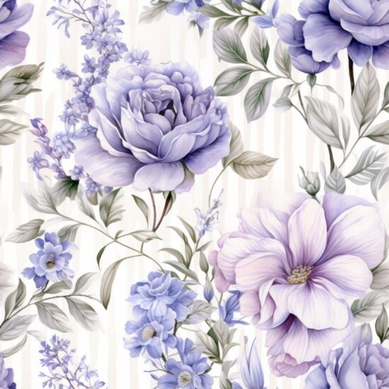 Vintage Elegance - Purple and Blue Floral Seamless Pattern
