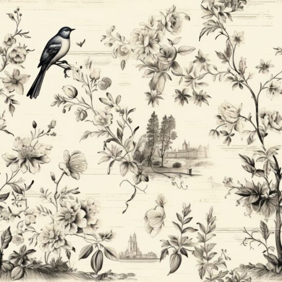 Vintage Etchings: Floral, Animals, Birds Seamless Pattern
