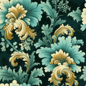 Vintage Floral Wallpaper: Turquoise Green Seamless Pattern