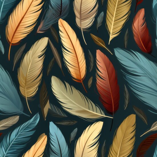 Vintage Quill Floral Pattern Seamless Pattern