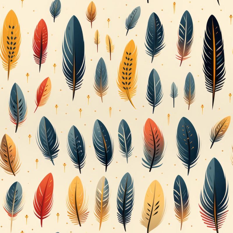 Vintage Quill and Leaf Design Seamless Pattern