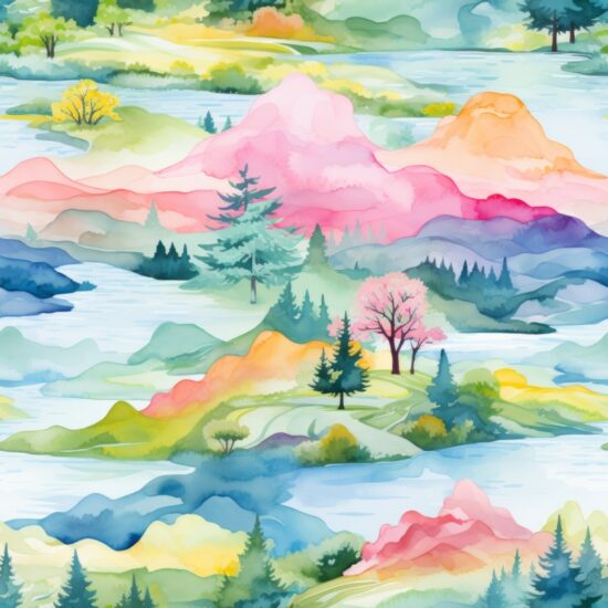 Watercolor Landscapes: Dreamy Nature Seamless Pattern