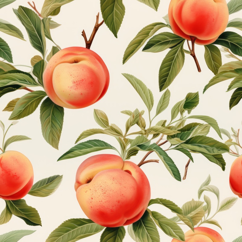 Watercolor Nectarine Fruit Pattern Seamless Pattern