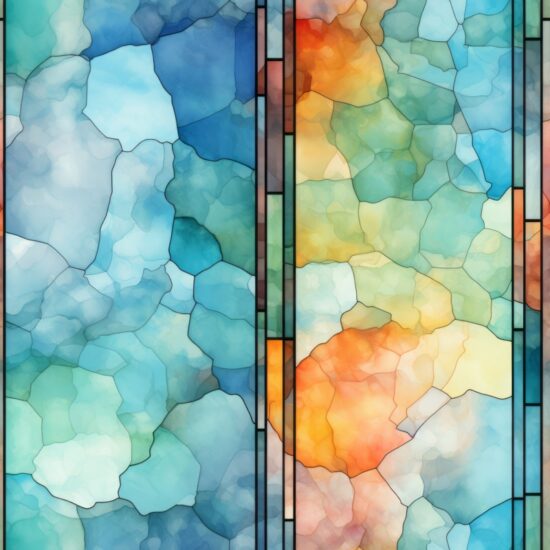 Watercolor Stained Glass Window Seamless Pattern