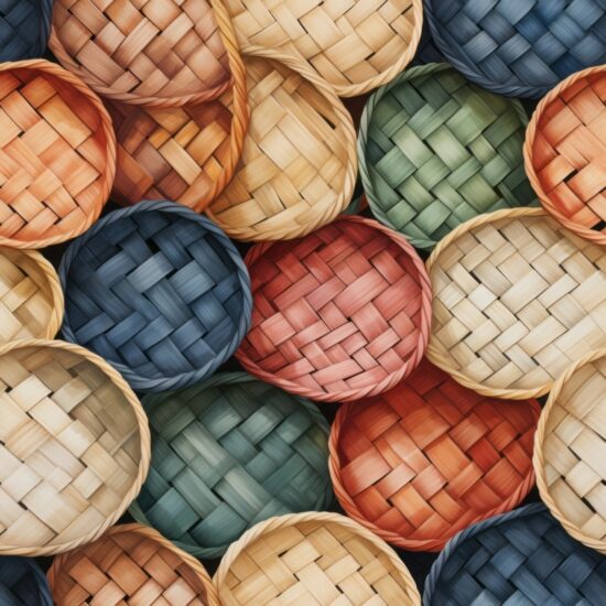 Watercolor Woven Basket Design Seamless Pattern