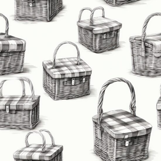 Wicker Picnic Basket Accessories Pattern Seamless Pattern